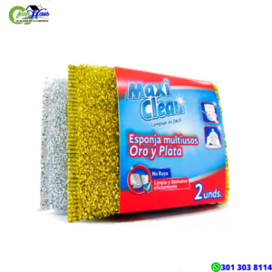 Esponja Maxi Clean Multiusos Oro y Plata x 2 Unidades