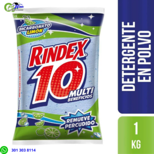 Detergente En Polvo Rindex 10 Multibeneficios 1 Kg